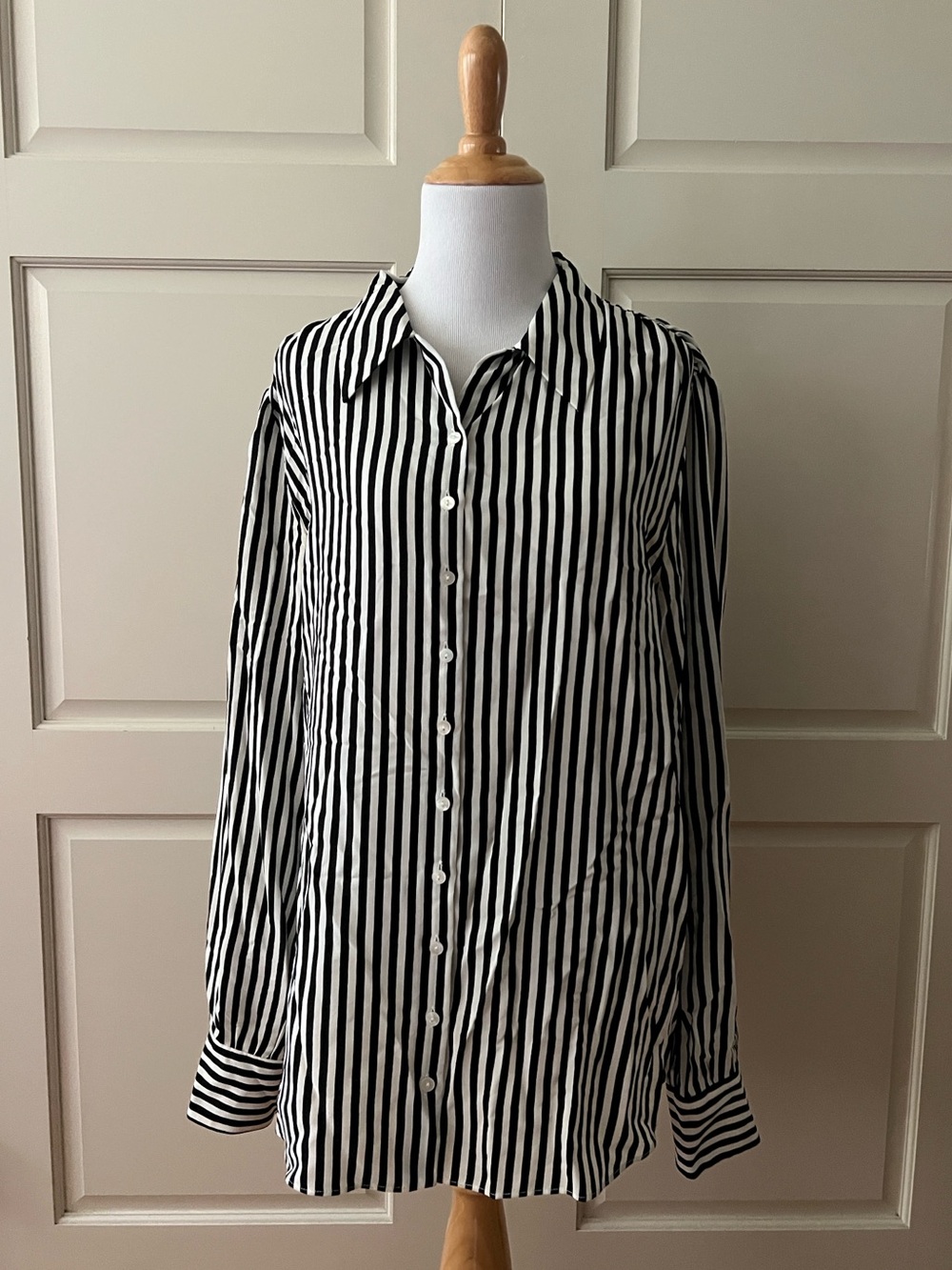 Cavanagh Baker silk striped blouse black and white medium made in 🇺🇸
